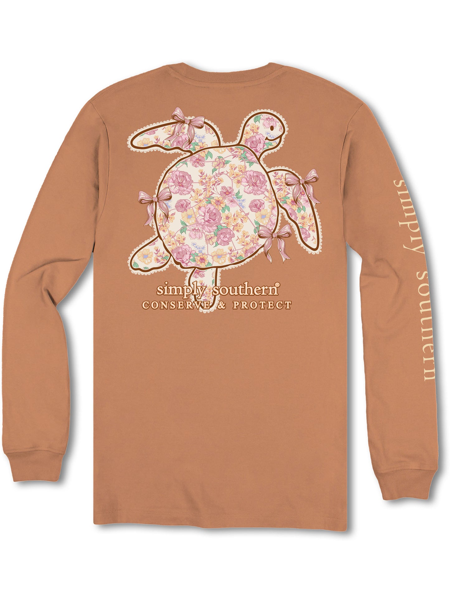 YTH-LS-TRACKT3-CQTFLR-CHSTNT Youth Simply Southern Turtle Tracking T-Shirt 0