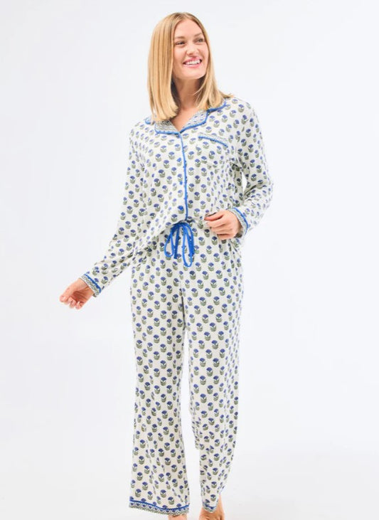 Mary Square Women's Charlotte Pants Set in Floral Foulard Navy