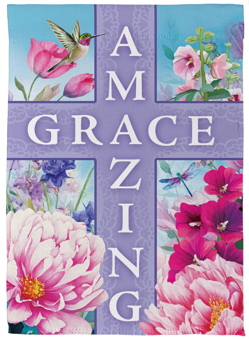 SXTCZ8SHF225 Evergreen Amazing Grace Cross House Flag