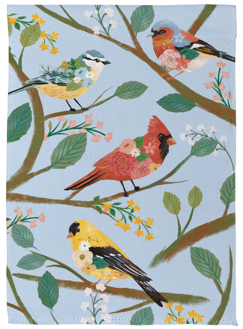 SXYGJRSGF225 Evergreen What She Shed Birds Suede Garden Flag