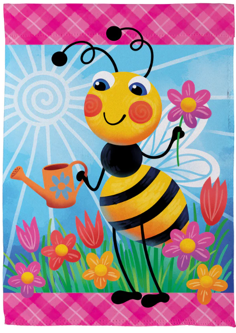 SXHRZ1SGF325 Evergreen Bee Tending Garden Suede Garden Flag