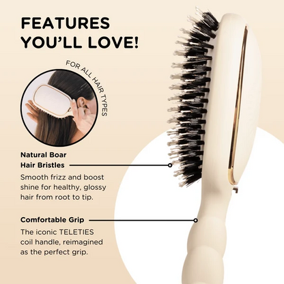 TT-BOAR-003 Teleties Full Size Boar Bristle Brush Tan 0