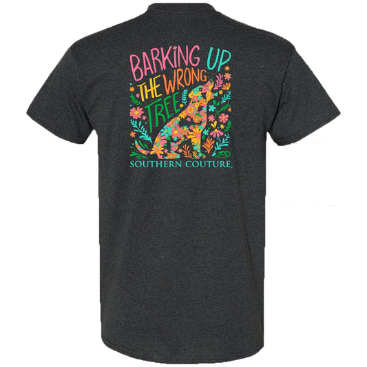 SC1523DH Southern Couture Barking Up the Wrong Tree in Dk. Heather tee