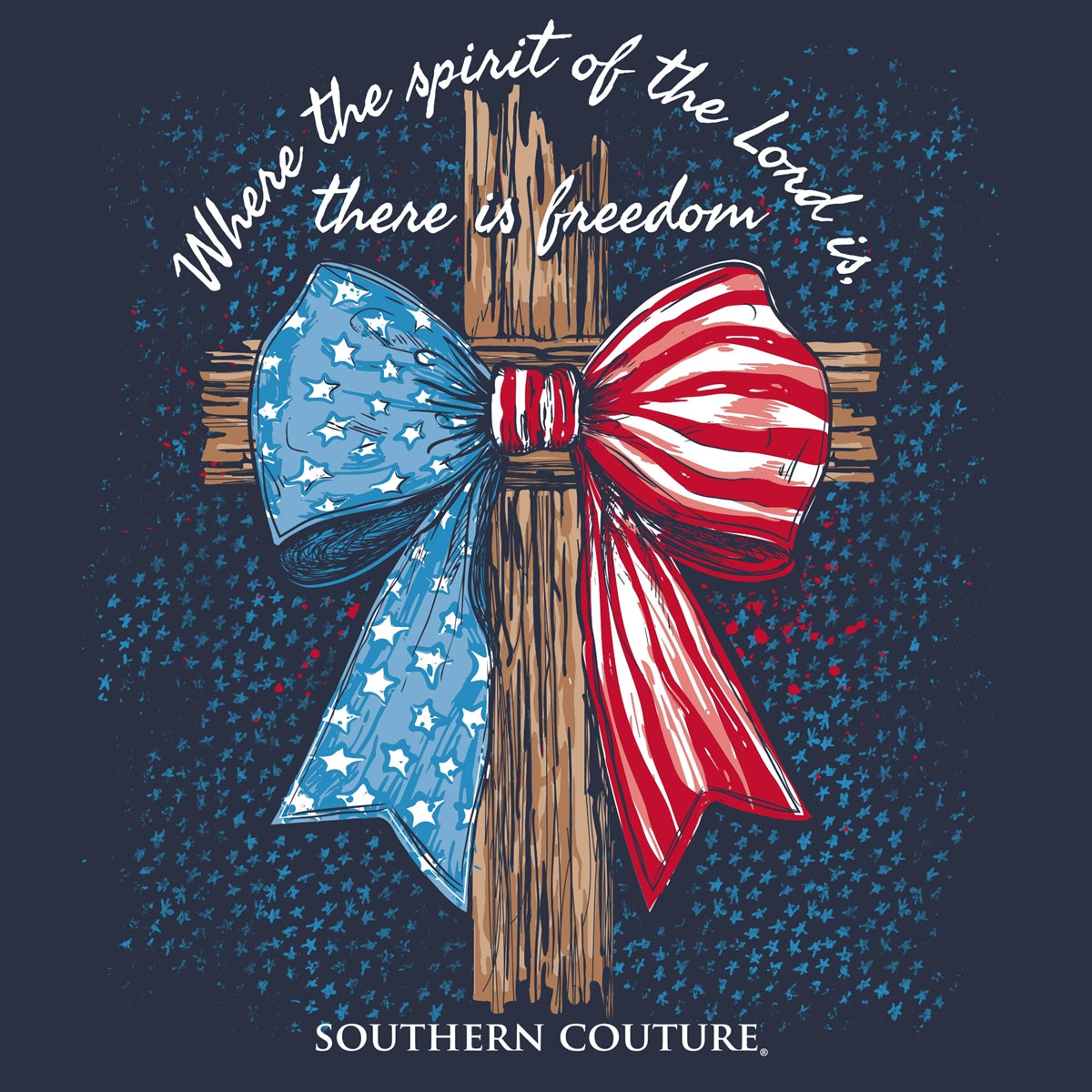 SC1533NY Southern Couture American Bow Cross Tee in Navy