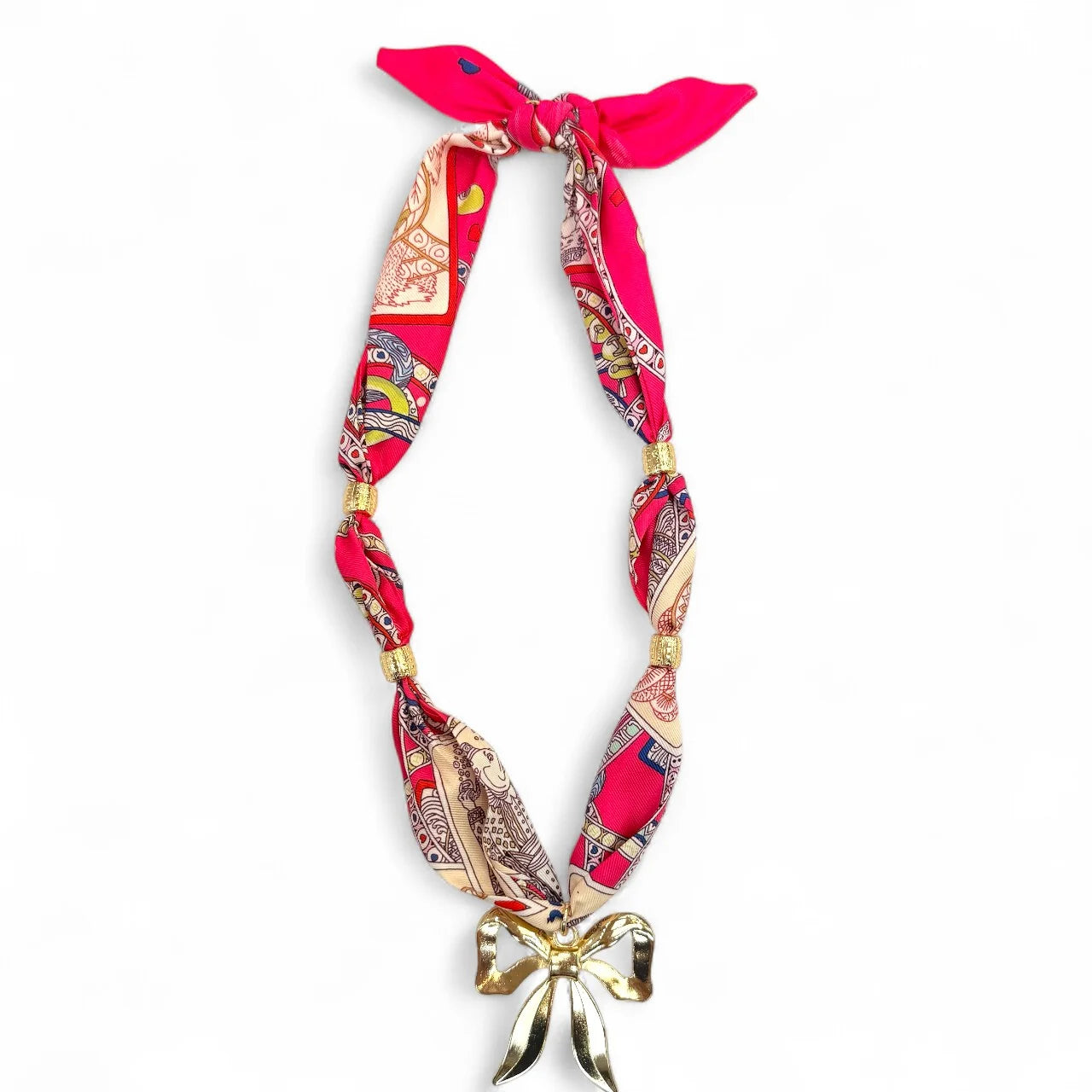 SCN5628 Pink Bow Pendant Scarf 0