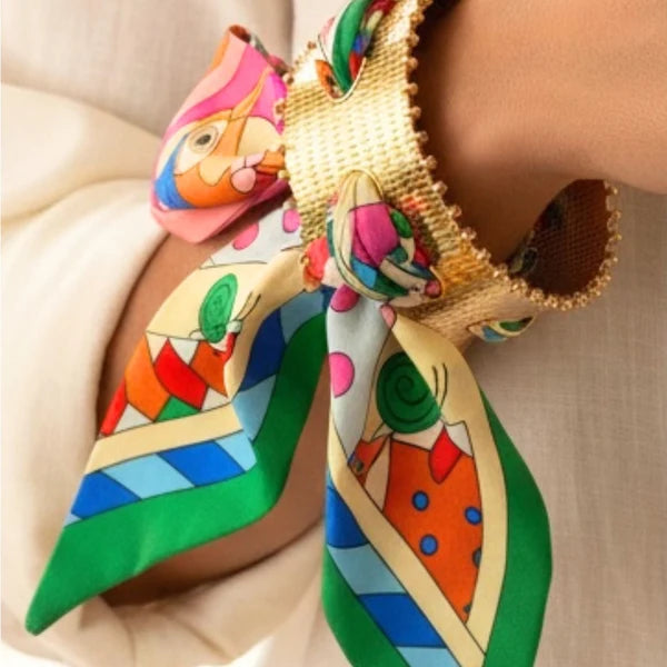 BR8106AA Pink/Green Scarf Cuff Bracelet 0
