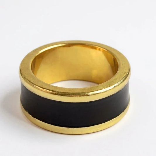 RG8195 Black Gold Tone Scarf Ring 0