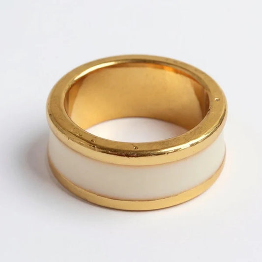RG8196 Gold Tone/White Scarf Ring 0