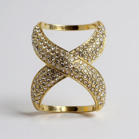 RG8198 Rhinestone Large X Scarf Ring 0
