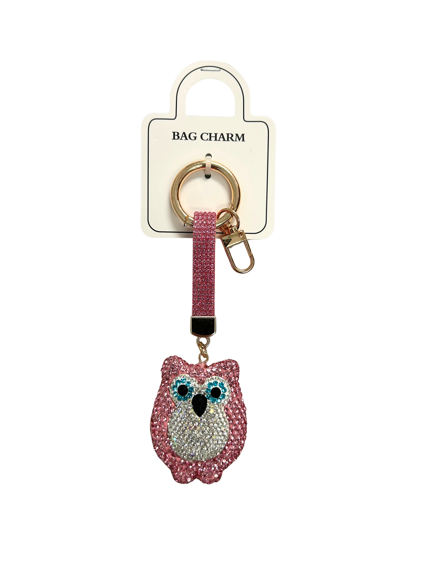 81502OW Owl Rhinestone Bag Charm