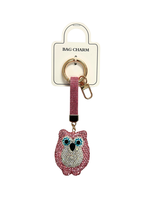 81502OW Owl Rhinestone Bag Charm