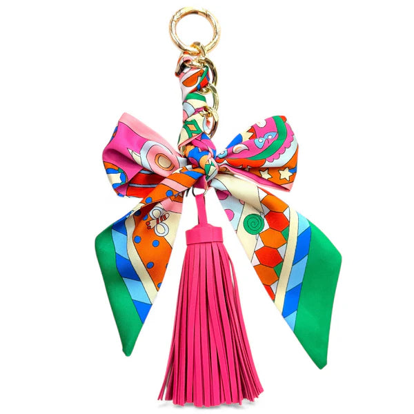 BC8110AA Pink Tassel Bag Charm
