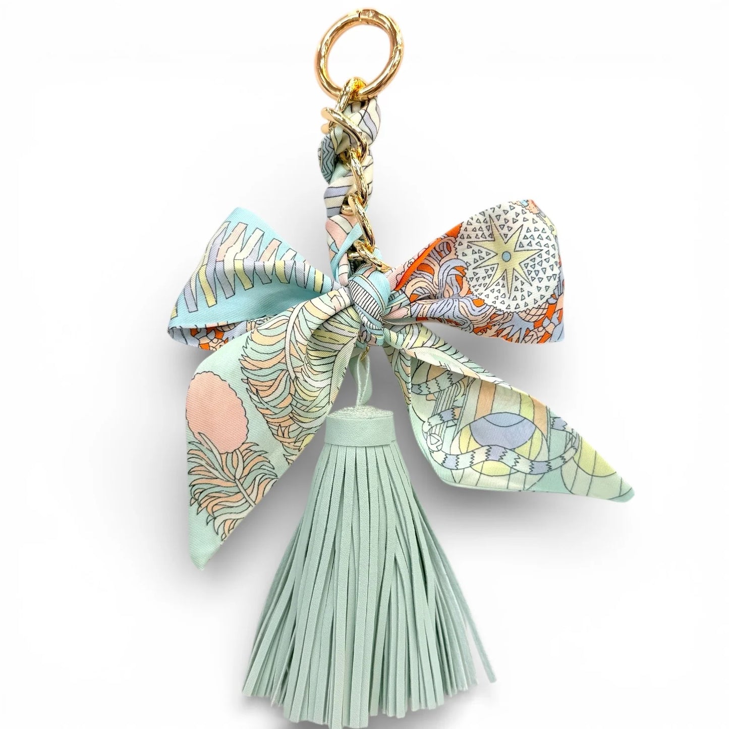 BC8110AS Bow Tassel Bag Charm in Mint