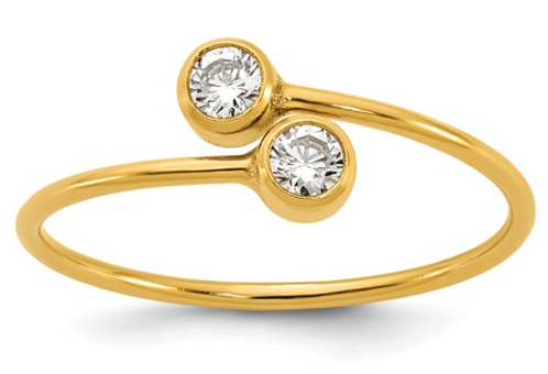 GFR111 1/20 14K Gold Filled CZ 1MM Adjustable Ring