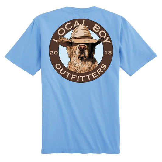 L1000724 Local Boy Lone Retriever Short Sleeve Tee Washed Denim