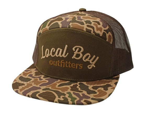 L3000349 Local Boy Simple Script 7 Panel Hat Old School Camo 0