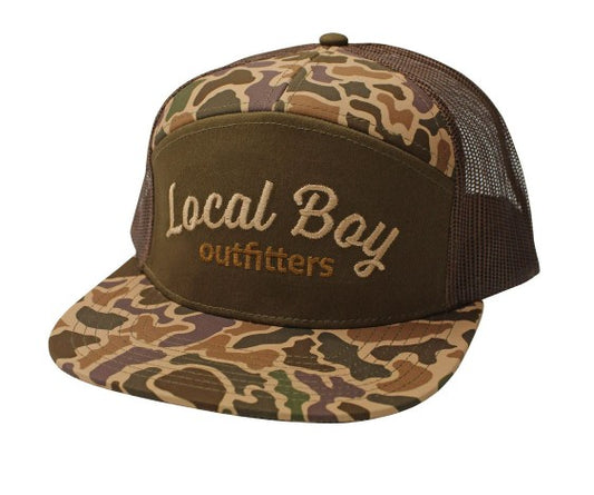 L3000349 Local Boy Simple Script 7 Panel Hat Old School Camo 0