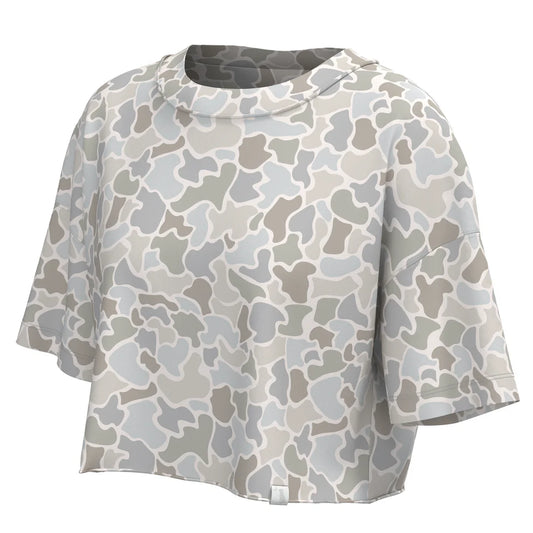 L5110000 Local Girl Boxy Crop Tee in Forest Camo Saltwater