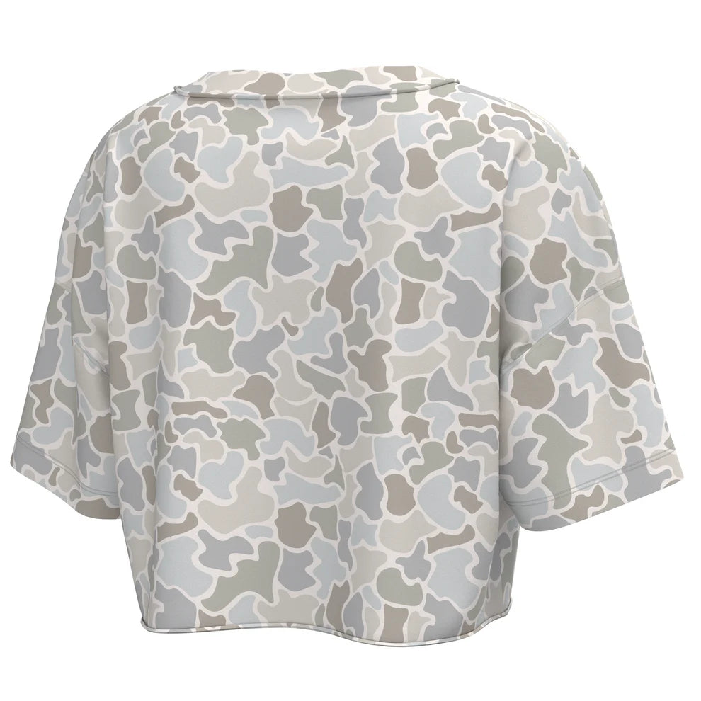 L5110000 Local Girl Boxy Crop Tee in Forest Camo Saltwater