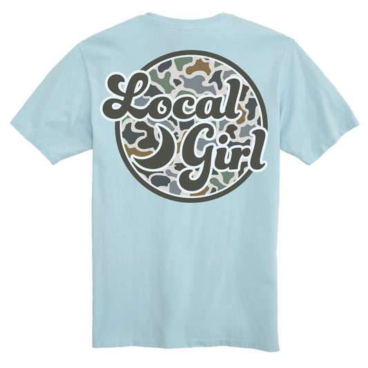L5100072 Local Boy Camo Patch Localflage Bluff Short Sleeve Tee in Chambray