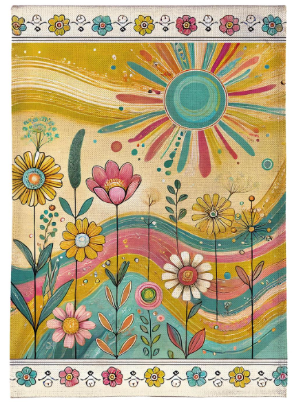 BF3LPBGF425 Evergreen Sunny Field Burlap Garden Flag