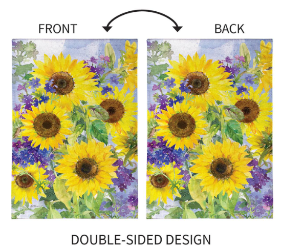 BFTKH4BGF425 Evergreen Sunflower Happiness Burlap Garden Flag