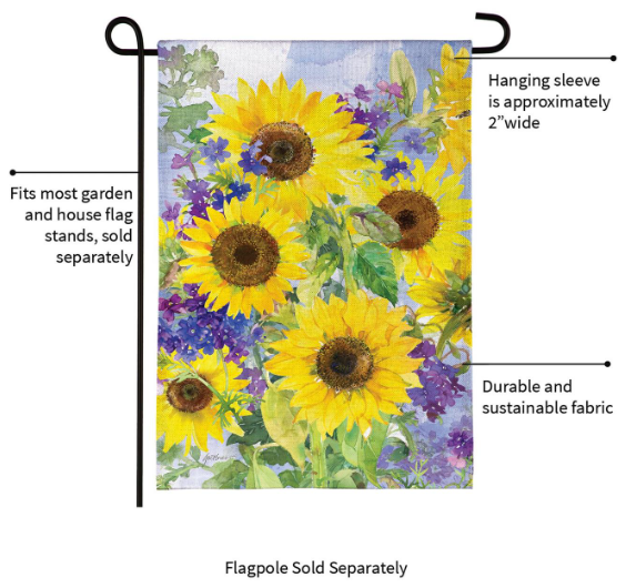 BFTKH4BGF425 Evergreen Sunflower Happiness Burlap Garden Flag