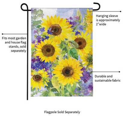 BFTKH4BGF425 Evergreen Sunflower Happiness Burlap Garden Flag