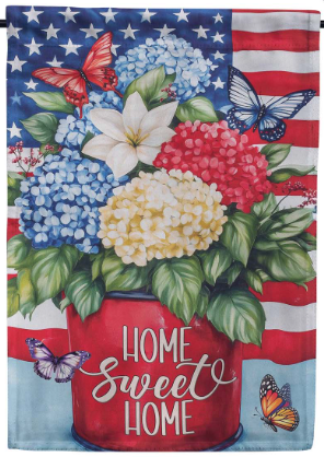 SX5S6YSGF425 Evergreen Patriotic Hydrangea Garden Flag