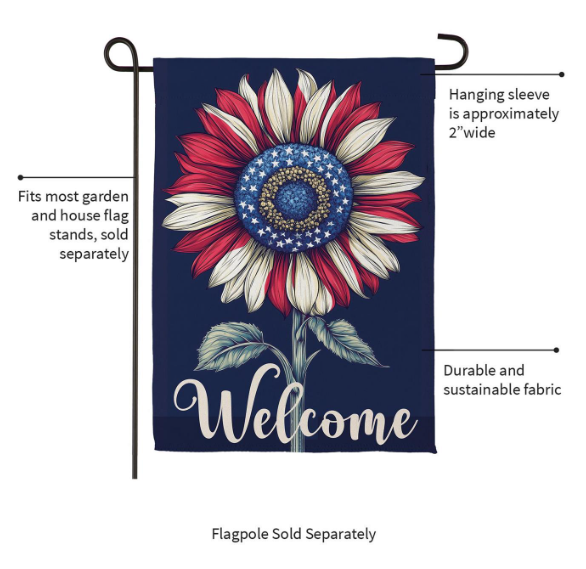 SXGPGBSGF425 Evergreen Patriotic Sunflower Garden Flag