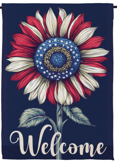 SXGPGBSGF425 Evergreen Patriotic Sunflower Garden Flag