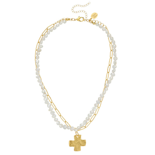 3813C Susan Shaw Gold Plated Piper Paperclip Necklace