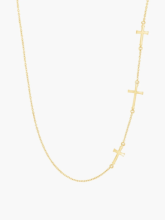 390020GD-CZ Rizen 18K Gold Plated Sterling Silver Luminous Cross Pendant Necklace 0