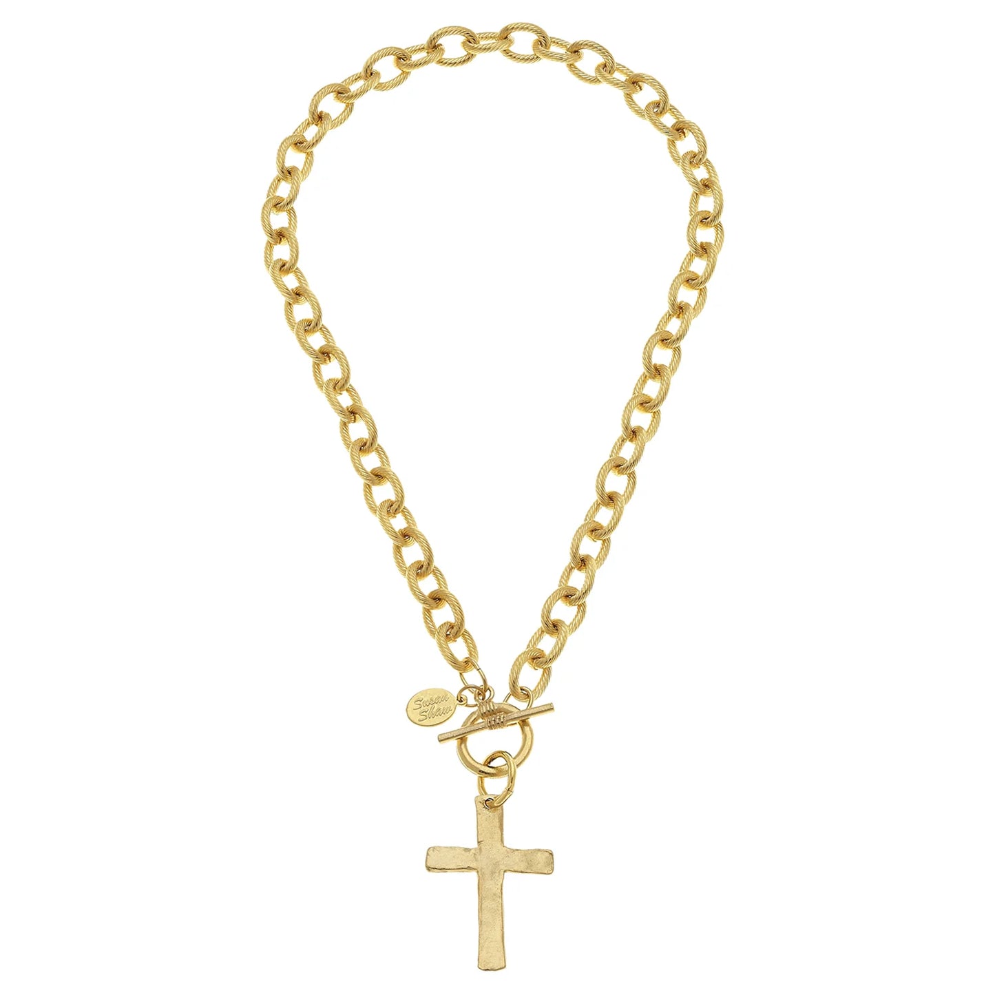 3995SC Susan Shaw Gold Tone Classic Cross Toggle Necklace 16"