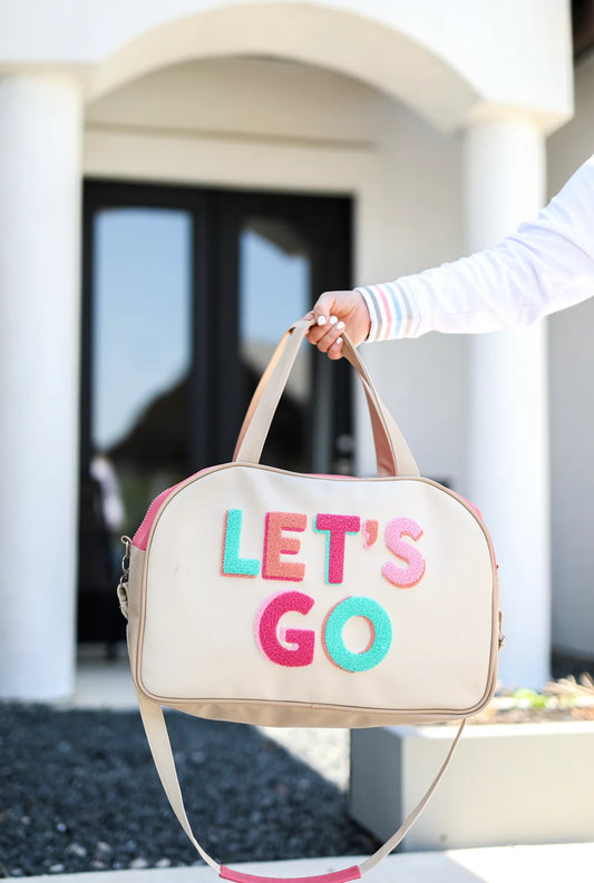 Jadelynn Brooke Duffle Bag Weekender Cream/Pink - Let's Go