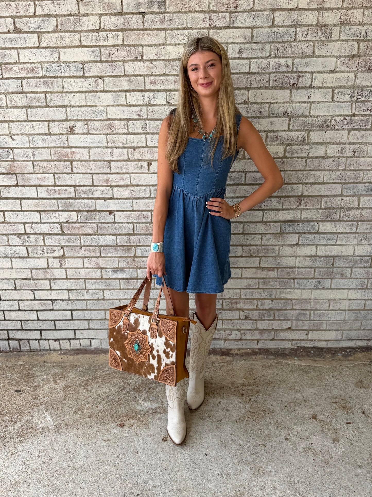 PP-0126-DRS-BBYBLU-BOW-DNM Simply Southern Denim Dress