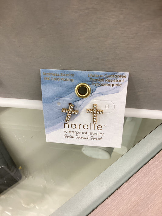 10711 Narelle Cross Stud Earrings Gold Plated 0