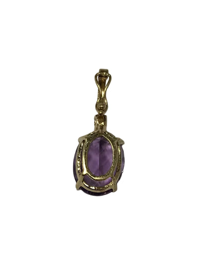 U 14K Yellow Gold Purple Stone Pendant