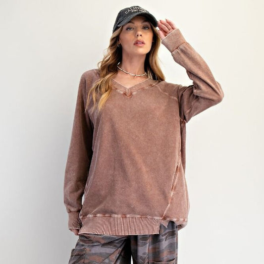 Just Because Oversized Pullover in Cherry Wood