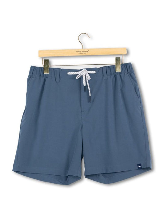 0126-MN-SHRT-PETROL Simply Southern Blue Button Shorts