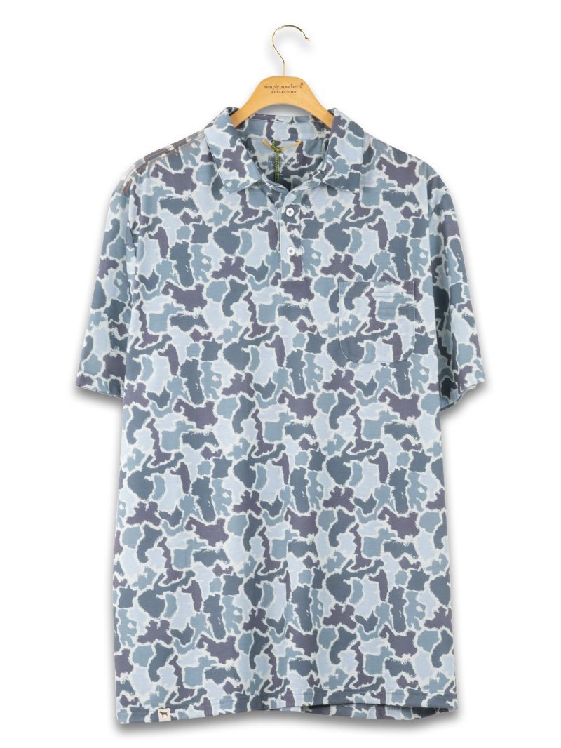 PP-0126-MN-POLO-CAMO-BLUCMO Men's Simply Southern Polo in Blue Camo