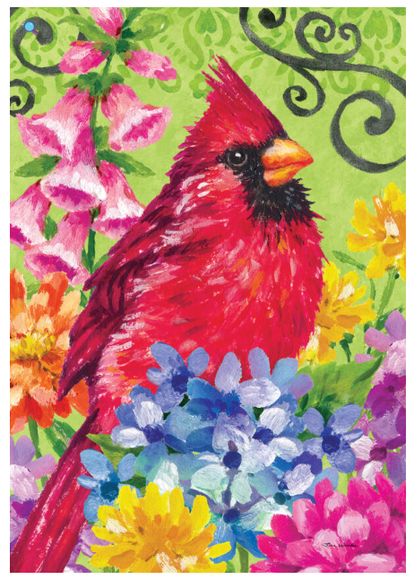 5826FL Custom Decor Cardinal with Flowers House Flag