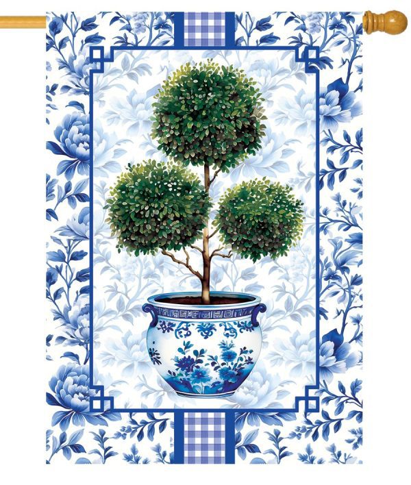 5853FL Custom Decor Chinoiserie Topiary House Flag