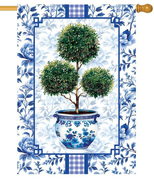 5853FL Custom Decor Chinoiserie Topiary House Flag