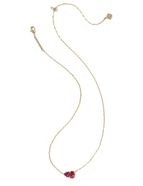 9608894008 Kendra Scott Tatum Short Necklace in Gold Burgundy Mix
