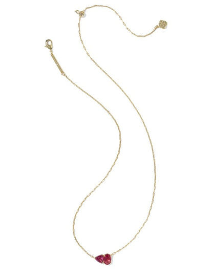 9608894008 Kendra Scott Tatum Short Necklace in Gold Burgundy Mix