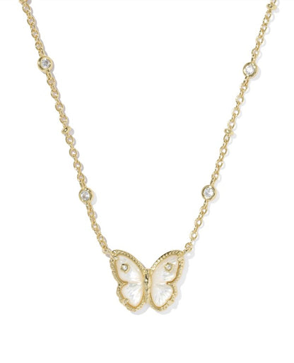 9608883875 Kendra Scott Cailey Butterfly Necklace in Gold Ivory Mother Of Pearl