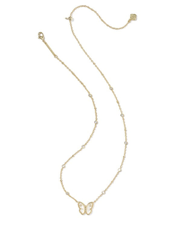 9608883875 Kendra Scott Cailey Butterfly Necklace in Gold Ivory Mother Of Pearl