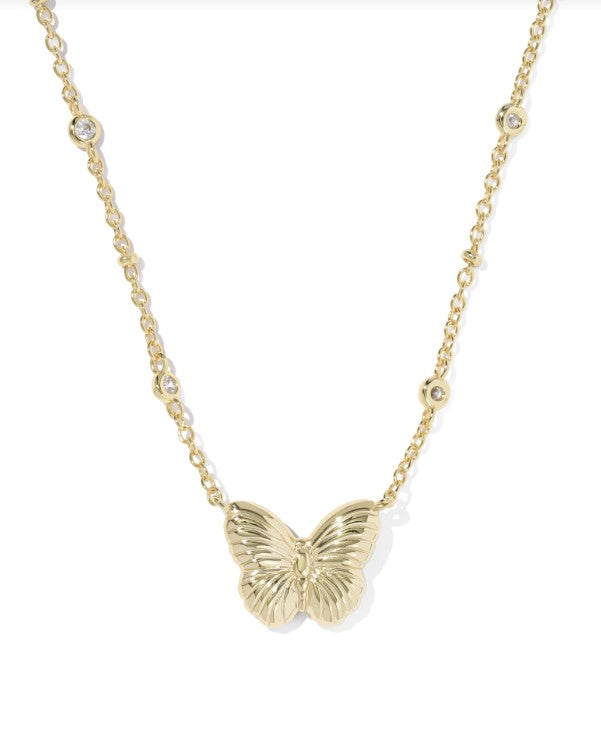 9608883875 Kendra Scott Cailey Butterfly Necklace in Gold Ivory Mother Of Pearl