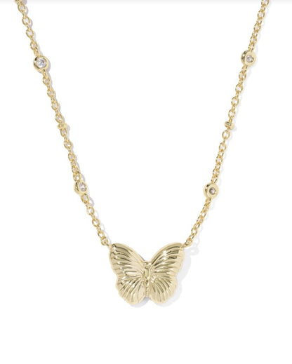 9608883875 Kendra Scott Cailey Butterfly Necklace in Gold Ivory Mother Of Pearl
